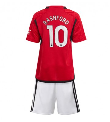 Manchester United Marcus Rashford #10 Primera Equipación Niños 2023-24 Manga Corta (+ Pantalones cortos)